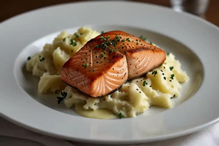 salmon and mashed potatoes